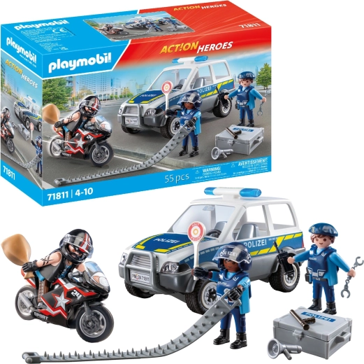 Playmobil City Heroes policijos gaudynės – automobilis, motociklas ir figūrėlės