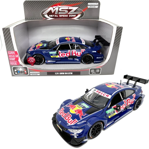 Metalinis BMW M4 DTM Red Bull modelis su šviesomis ir garsu, 1:24