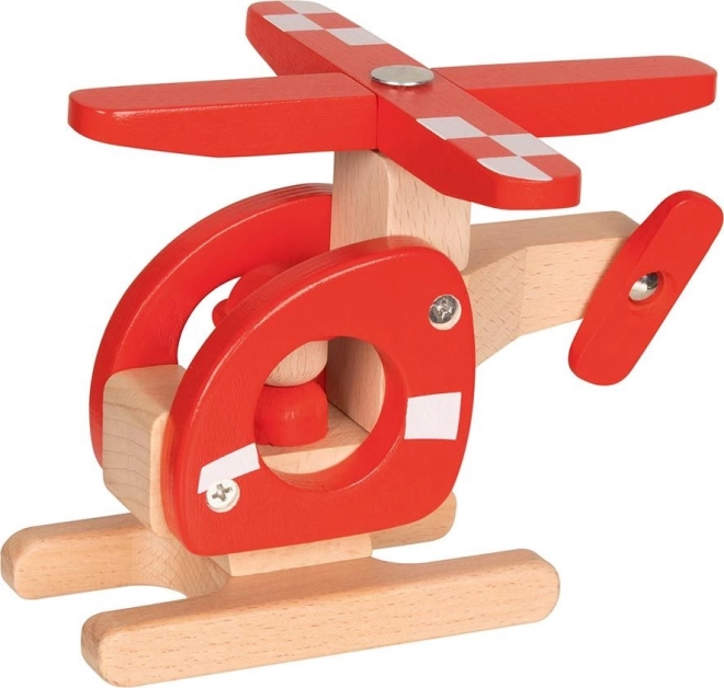 Wooden helicopter with pilot