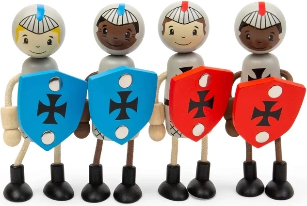 Bigjigs Toys medinių figūrėlių rinkinys „Viduramžių riteriai“