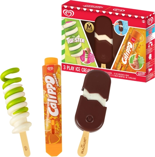 Casdon set of 3 toy ice creams: Twister, Magnum and Calippo