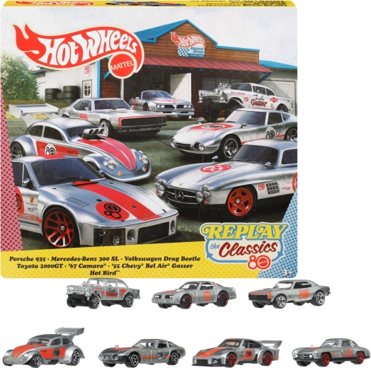Hot Wheels Replay the Classic – 7 metalinių automobiliukų rinkinys Silver Series