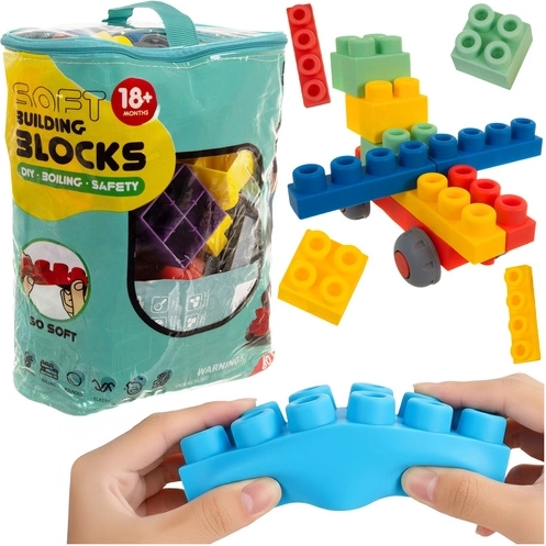 Iso Trade sensory soft rubber blocks in a case (80 pieces)