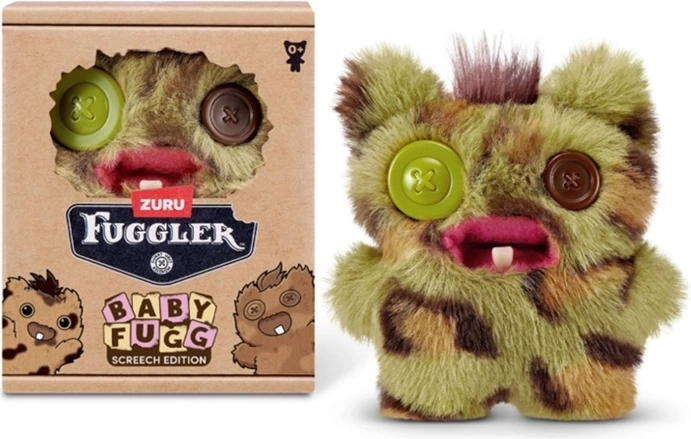 Pliušinė pabaisa ZURU Fuggler Baby Fugg Screech, žaliai ruda