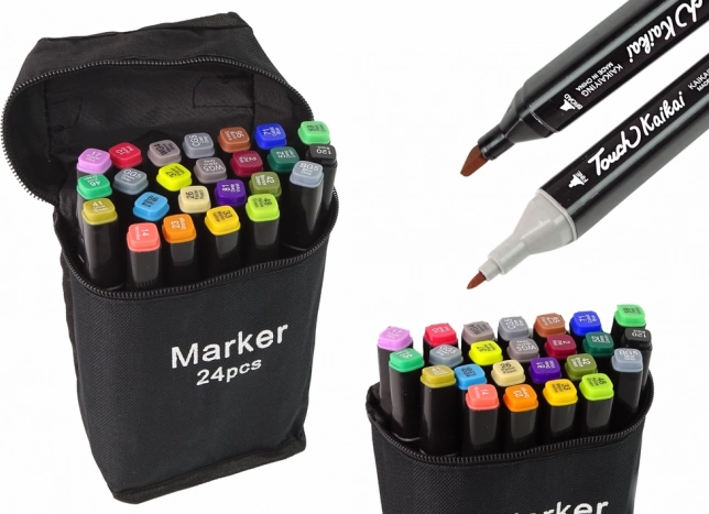 Set of 24 Double-Sided Alcohol Markers with Case