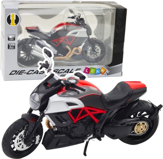 Metalinis sportinio motociklo modelis su šviesomis ir garsais 1:12