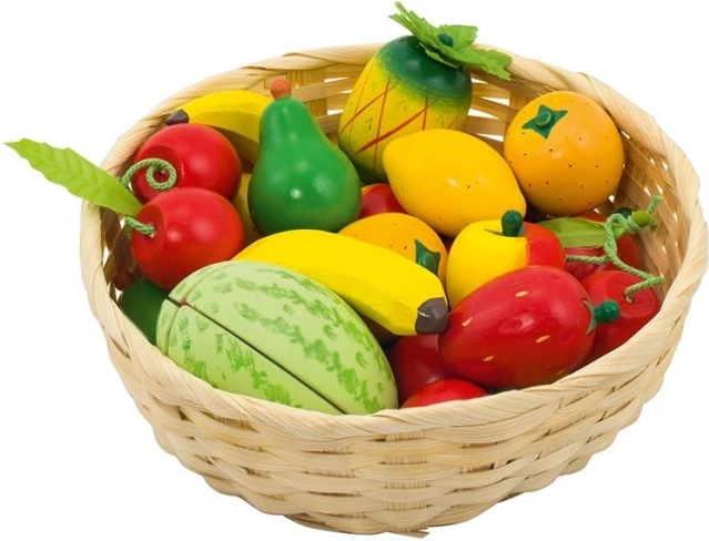 Mediniai vaisiai krepšelyje – rinkinys, 23 vnt.