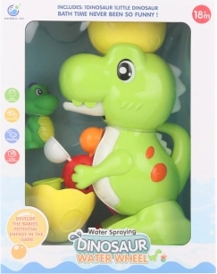 Plastinis vandens malūnėlis dinozauras su siurbtukais maudynėms