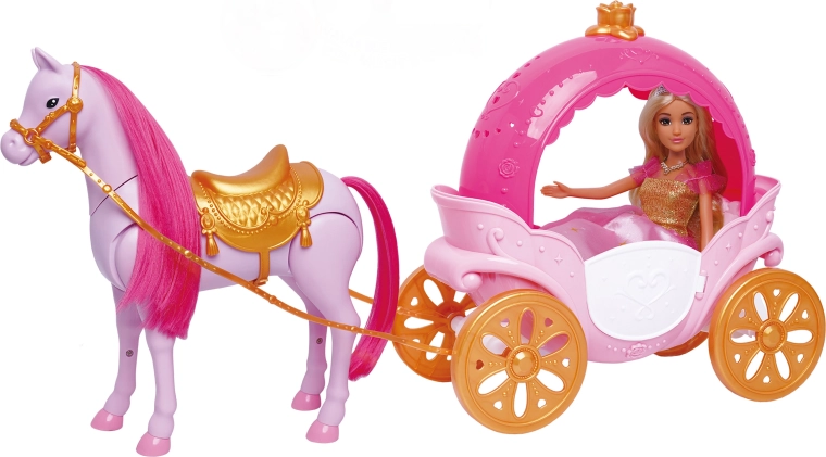 Lėlė su vežimėliu ir arkliu 30 cm