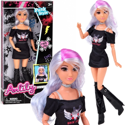 Anlily punk rock doll with silver hair
