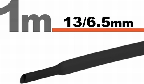 Juodas termiškai susitraukiantis vamzdelis 13 / 6,5 mm