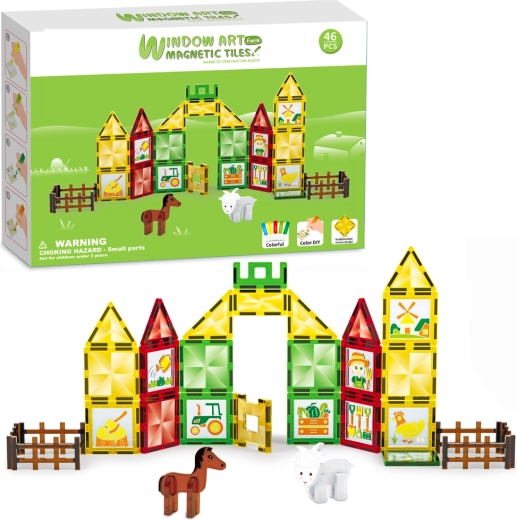 Magnetic Farm Building Set with Painting, 46 pcs