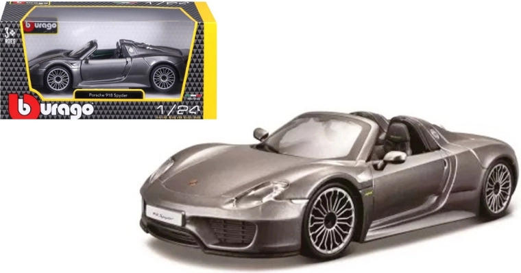 Kovinis BBURAGO 1:24 Porsche 918 Spyder modelis – pilkas