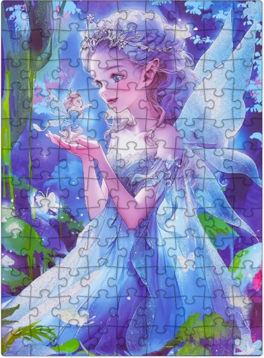 Dėlionė 100 dalių – mėlyna princesė su blizgučiais