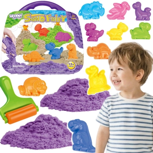 Woopie kinetic sand dinosaurs in a case – 13 pieces