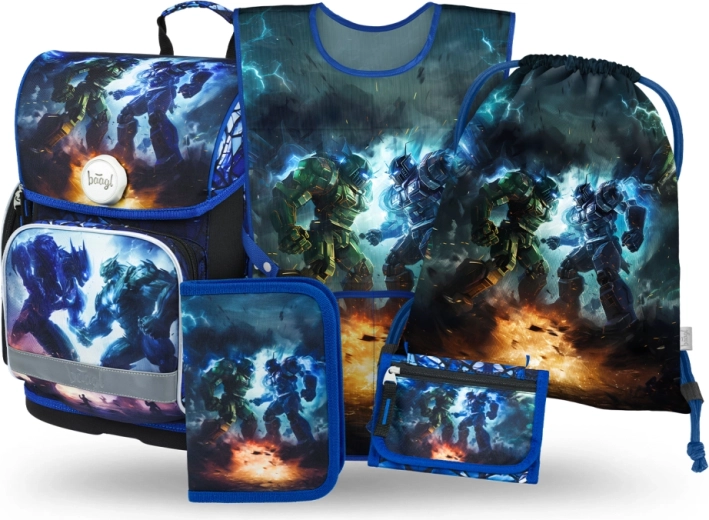 Mokyklinis rinkinys 5 viename Baagl Robotai – kuprinė, penalas, maišelis, prijuostė ir piniginė