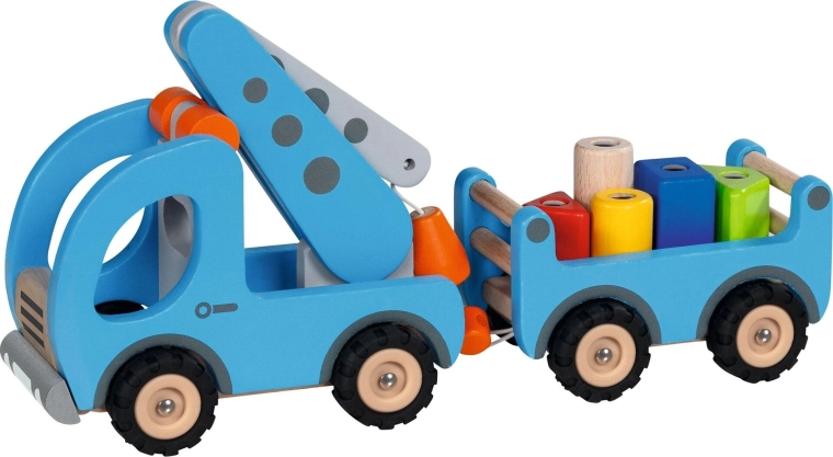 Wooden mobile crane with trailer