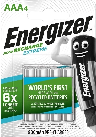 Energizer Extreme AAA rechargeable batteries 800 mAh - 4 pcs