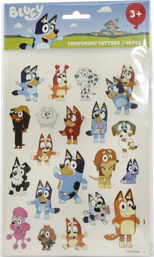 Bluey nuplaunamos vaikiškos tatuiruotės – 40 vnt. rinkinys