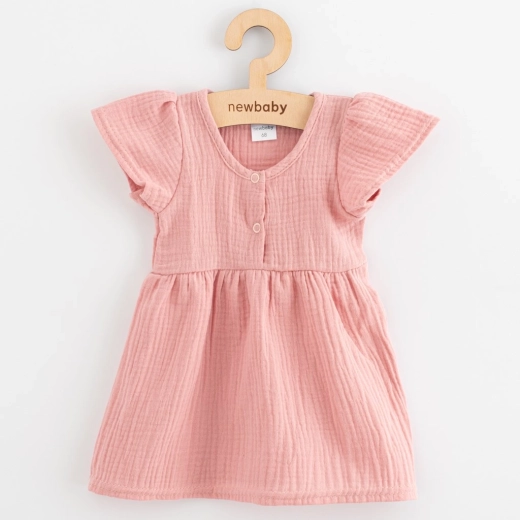 Vaikiška muslino suknelė New Baby rožinė 86 (12–18 mėn.)