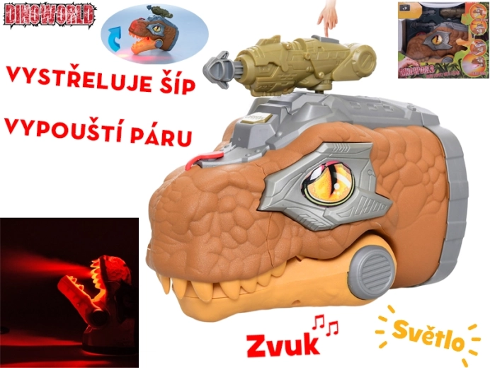 Dinoworld interaktyvi dinozauro galva 17 cm su garsais ir garais
