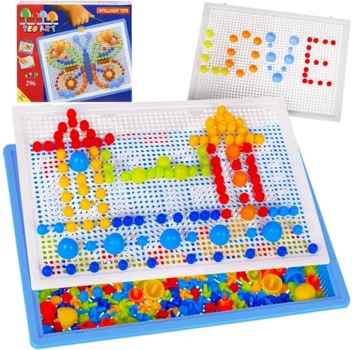 Mushroom mosaic pegboard set with case