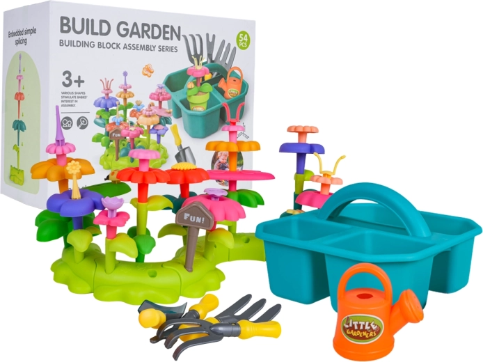 Children's gardening set with flowers and accessories, 54 pieces