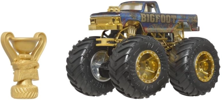 Hot Wheels Monster Trucks Trophy Champions – kolekcinė BIGFOOT 1:64 su trofėjumi
