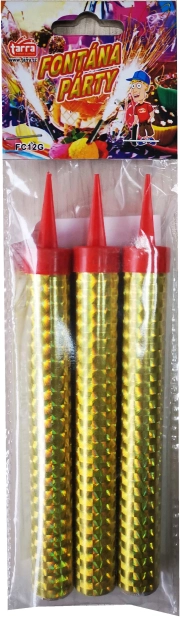 Aukso spalvos vakarėlių fontanai 12 cm, 3 vnt.