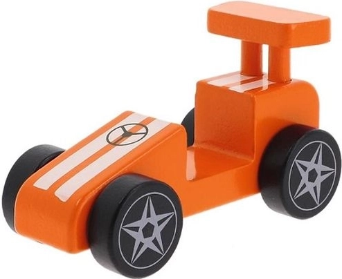 Trefl medinis žaislas – lenktyninis automobilis orange