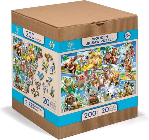 WOODEN CITY Wooden Puzzle 2-in-1 Animal Postcards, 505 pieces