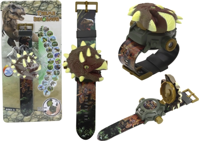 Vaikiškas laikrodis su 3D dinozaurų motyvų projekcija