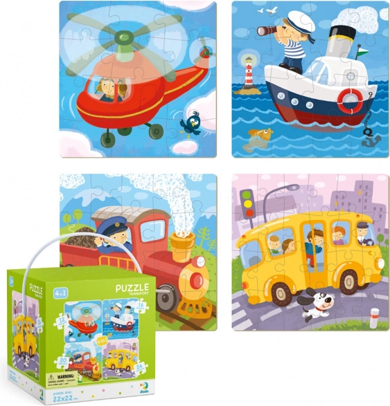 DODO dėlionė Transporto priemonės 4in1 (12–24 dalių)