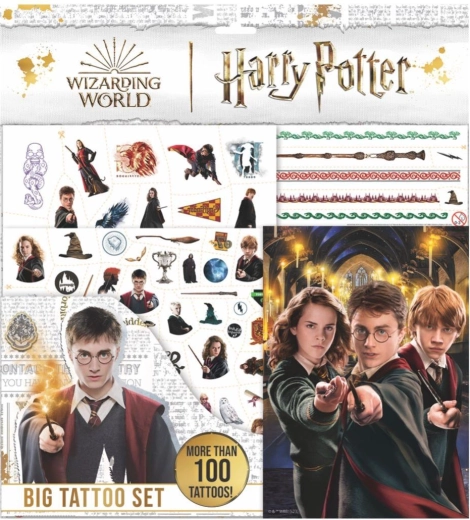 Large HARRY POTTER tattoo set with coloring book in a pouch
