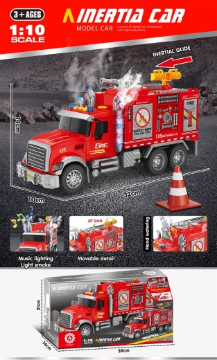 Interaktyvus gaisrinės automobilis su šviesa, garsu ir dūmais