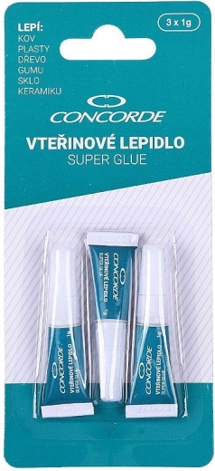 Momentiniai klijai CONCORDE 3×1 g – universalūs greitai džiūstantys klijai