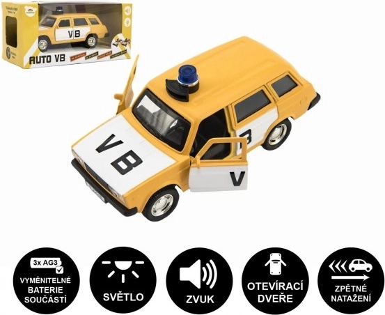 Policijos automobilis VB Lada Combi, metalas/plastikas, 12 cm, su šviesomis ir garsu