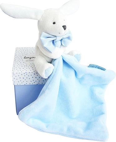 Doudou gift set blue – bunny with comfort blanket 10 cm