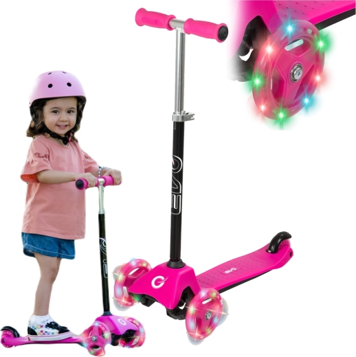 EVO Light Up Mini Cruiser pink children's three-wheeled scooter with light-up wheels
