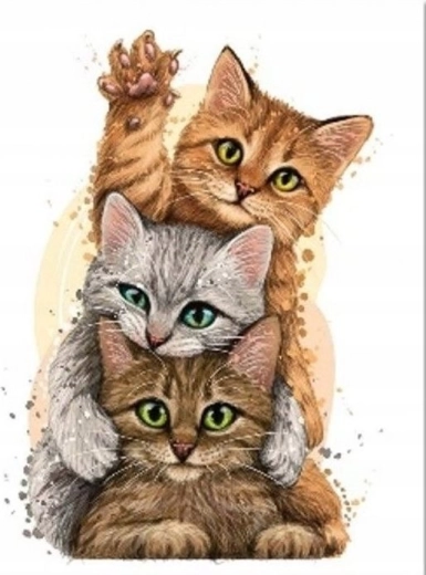 Deimantinė mozaika „Kačiukų piramidė“ 30 × 40 cm