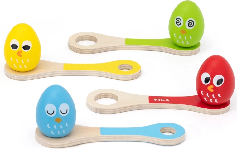 VIGA Egg and Spoon Race – wooden balancing game for children