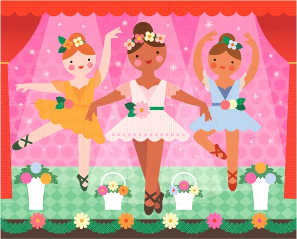 Dvipusė dėlionė balerinos 2v1 PETIT COLLAGE, 49 dalys