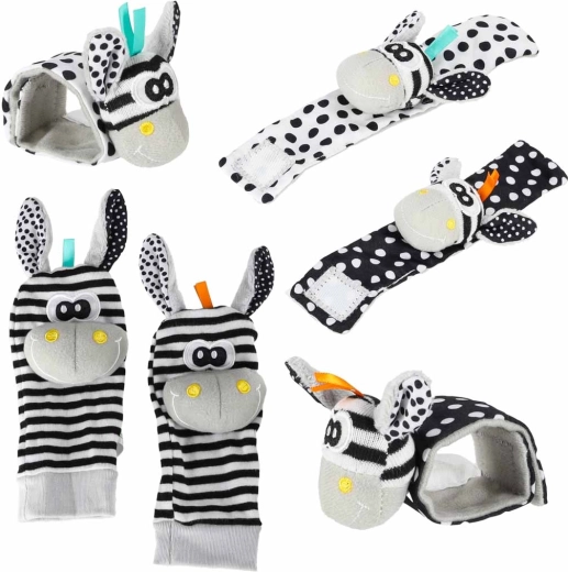 Baby Rattle Socks and Wristbands Zebra - 4 pcs