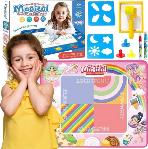 Woopie XXL water drawing mat with fairies, pink, 100 × 80 cm