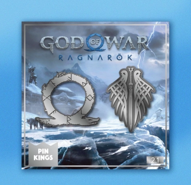 God of War Ragnarok ženkliukai – 2 metalinių ženkliukų rinkinys