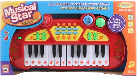 Raudonas vaikiškas pianinas su baterijomis