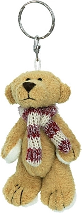 Plush teddy bear keychain, cream, 11 cm