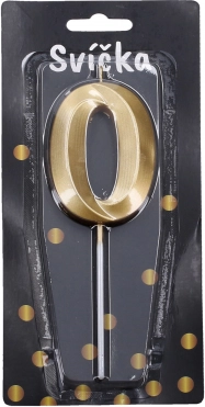 Vakarėlio žvakutė skaičius 0 auksinė