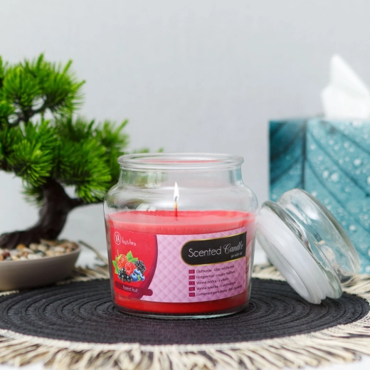 Scented candle with lid, forest fruit fragrance, 310 g