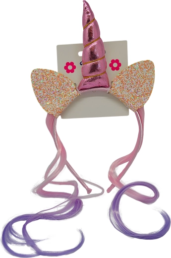 Unicorn headband with colorful hair extension for children